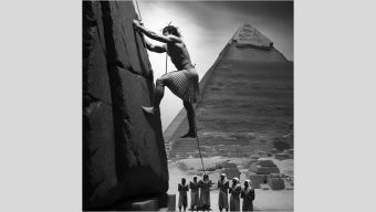 Ascension of Strength: A Mythical Titan’s Climb to Conquer the Monolith in Ancient Egypt